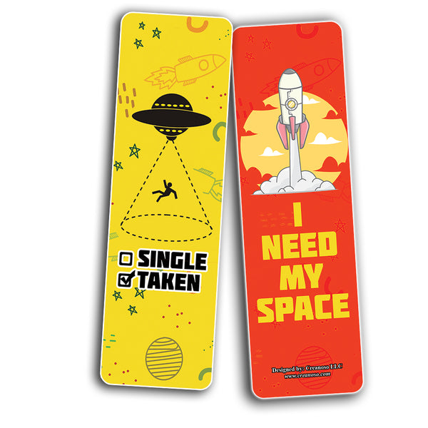 Creanoso Funny Outer Space Bookmarks (2-Sets X 6 Cards) â€“ Daily Inspirational Card Set â€“ Interesting Book Page Clippers â€“ Great Gifts for Adults and Professionals