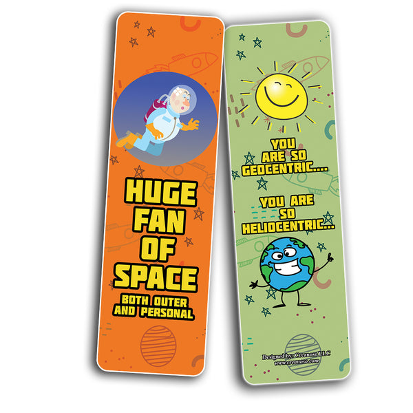 Creanoso Funny Outer Space Bookmarks (2-Sets X 6 Cards) â€“ Daily Inspirational Card Set â€“ Interesting Book Page Clippers â€“ Great Gifts for Adults and Professionals
