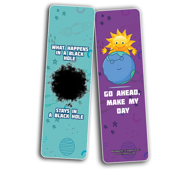 Creanoso Funny Outer Space Bookmarks (2-Sets X 6 Cards) â€“ Daily Inspirational Card Set â€“ Interesting Book Page Clippers â€“ Great Gifts for Adults and Professionals