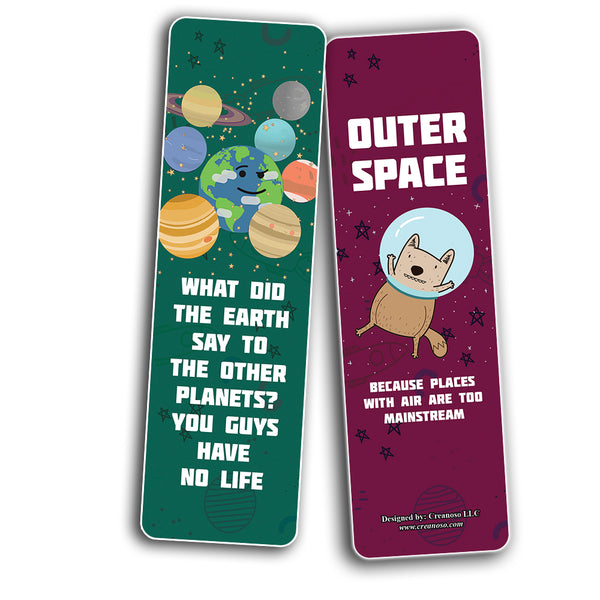 Creanoso Funny Outer Space Bookmarks (2-Sets X 6 Cards) â€“ Daily Inspirational Card Set â€“ Interesting Book Page Clippers â€“ Great Gifts for Adults and Professionals