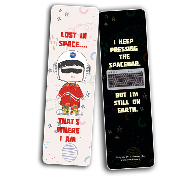 Creanoso Funny Outer Space Bookmarks (10-Sets X 6 Cards) â€“ Daily Inspirational Card Set â€“ Interesting Book Page Clippers â€“ Great Gifts for Adults and Professionals
