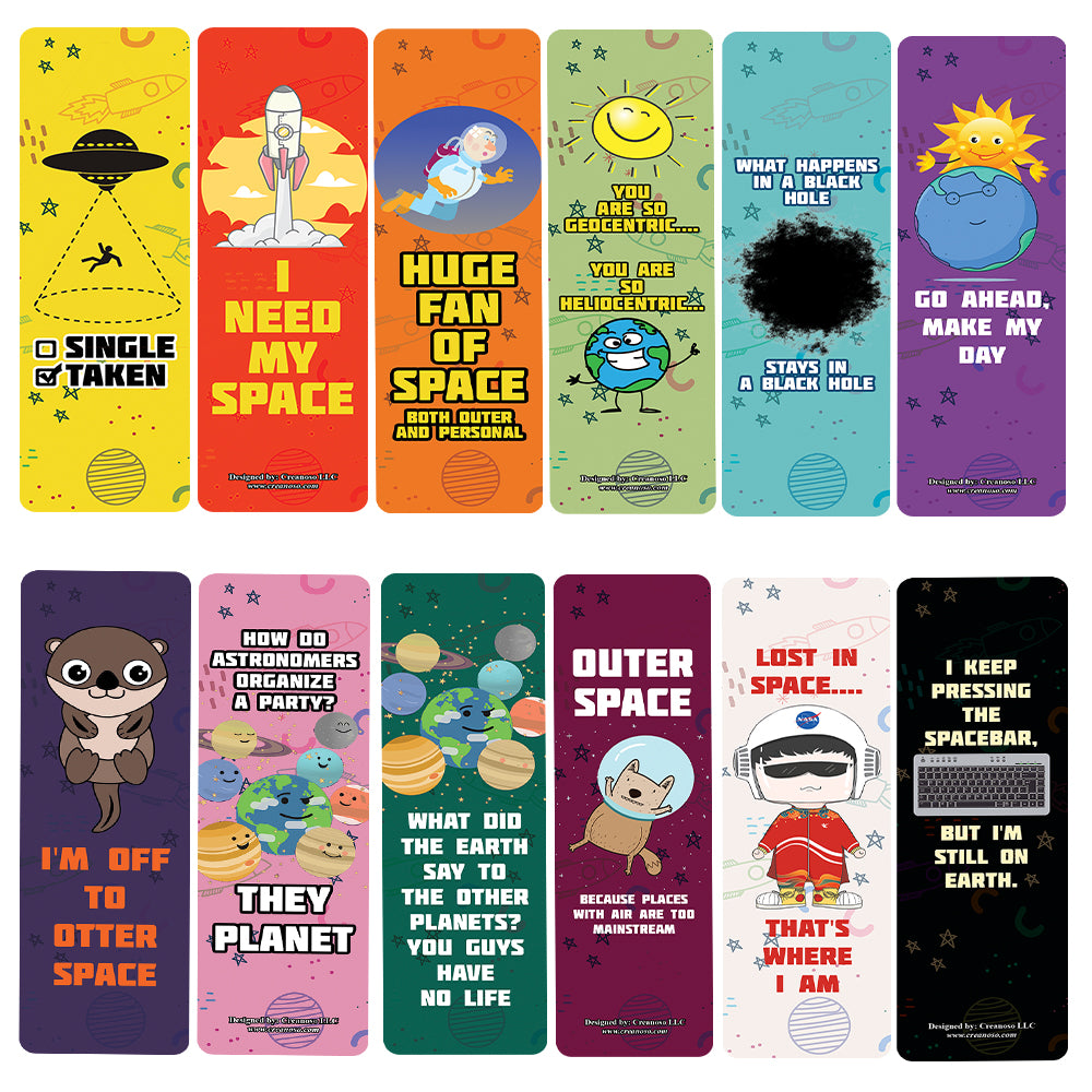 Creanoso Funny Outer Space Bookmarks (5-Sets X 6 Cards) â€“ Daily Inspirational Card Set â€“ Interesting Book Page Clippers â€“ Great Gifts for Adults and Professionals