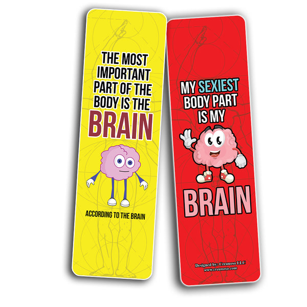 Creanoso Funny Parts of the Body Bookmarks (2-Sets X 6 Cards) â€“ Daily Inspirational Card Set â€“ Interesting Book Page Clippers â€“ Great Gifts for Adults and Professionals
