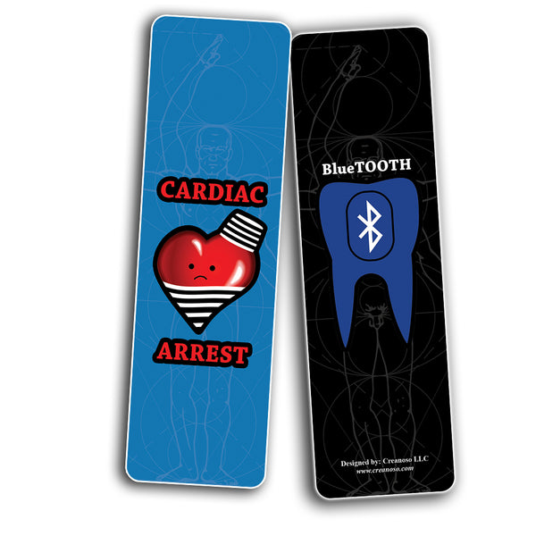 Creanoso Funny Parts of the Body Bookmarks (2-Sets X 6 Cards) â€“ Daily Inspirational Card Set â€“ Interesting Book Page Clippers â€“ Great Gifts for Adults and Professionals