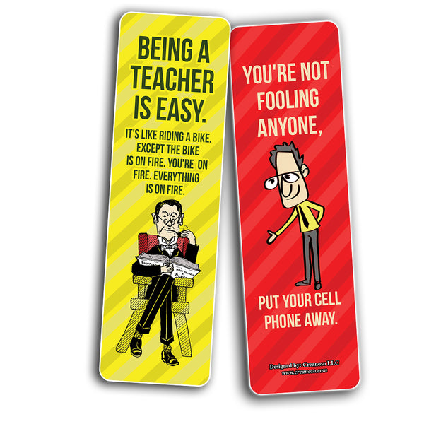 Creanoso Funny, Sarcastic, Teachers Bookmarks (2-Sets X 6 Cards) â€“ Daily Inspirational Card Set â€“ Interesting Book Page Clippers â€“ Great Gifts for Adults and Professionals