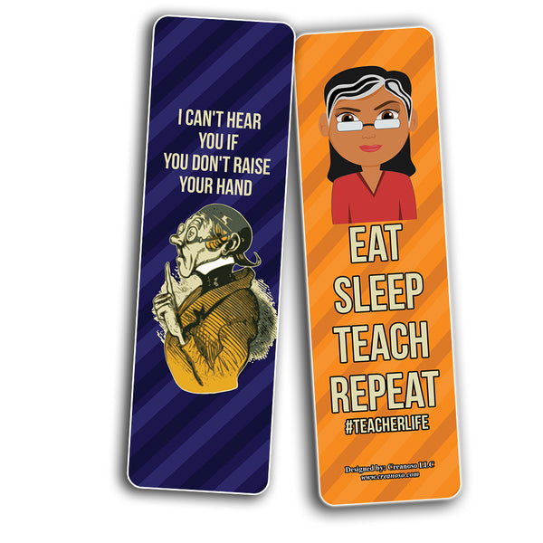 Creanoso Funny, Sarcastic, Teachers Bookmarks (2-Sets X 6 Cards) â€“ Daily Inspirational Card Set â€“ Interesting Book Page Clippers â€“ Great Gifts for Adults and Professionals