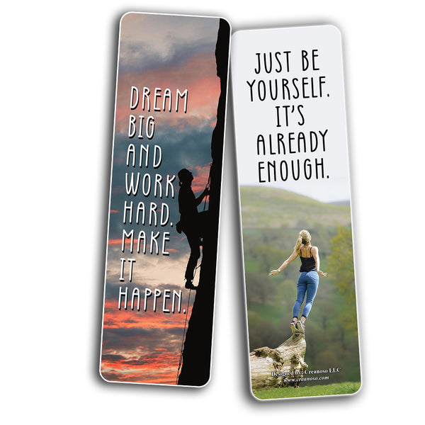 Motivational Quotes Bookmarks Series 1 (12-Pack) â€“ Daily Inspirational Card Set â€“ Interesting Book Page Clippers â€“ Great Gifts for Kids and Teens
