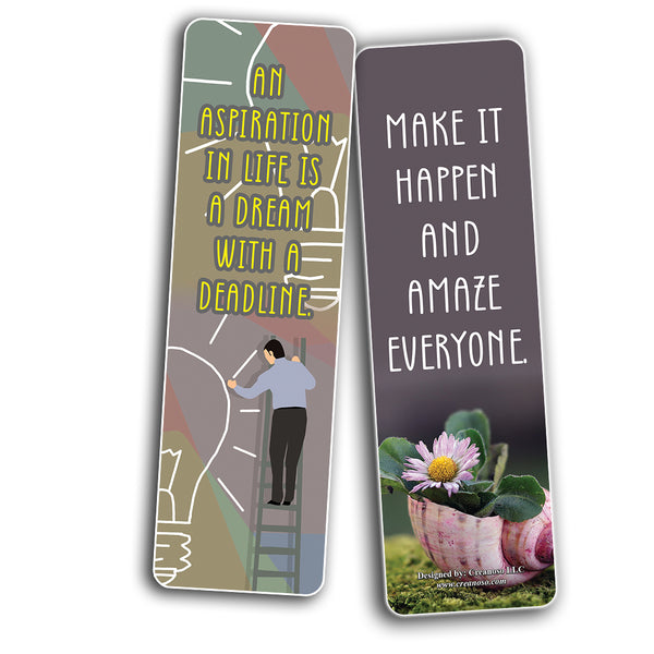 Motivational Quotes Bookmarks Series 1 (12-Pack) â€“ Daily Inspirational Card Set â€“ Interesting Book Page Clippers â€“ Great Gifts for Kids and Teens