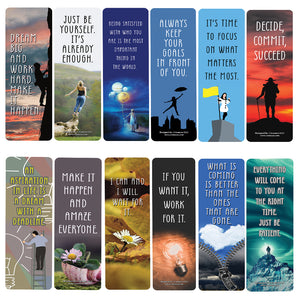Motivational Quotes Bookmarks Series 1 (12-Pack) â€“ Daily Inspirational Card Set â€“ Interesting Book Page Clippers â€“ Great Gifts for Kids and Teens