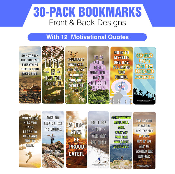 Motivational Quotes Bookmarks Series 2 (30-Pack) â€“ Daily Inspirational Card Set â€“ Interesting Book Page Clippers â€“ Great Gifts for Kids and Teens