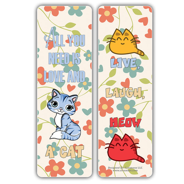 Creanoso Cats Enthusiasts Bookmarks (30-Pack) â€“ Awesome Bookmarks for Bookworm, Bibliophiles â€“ Unique Book Reading Page Binders â€“ Stocking Stuffers Gifts Rewards Token Ideas for Cat Owners