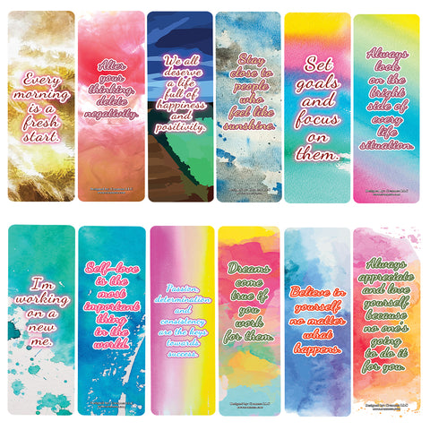 Calligraphy Inspirational Bookmarks (12-Pack) â€“ Daily Inspirational Card Set â€“ Interesting Book Page Clippers â€“ Great Gifts for Kids and Teens