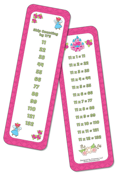 Skip Counting Chart Bookmark Cards - Princess Theme (6-Set X 6 Cards)