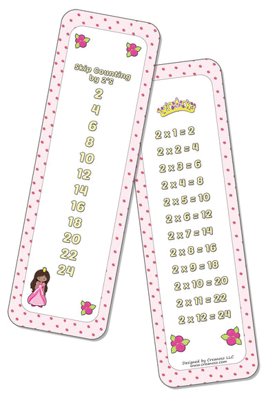 Skip Counting Chart Bookmark Cards - Princess Theme (6-Set X 6 Cards)