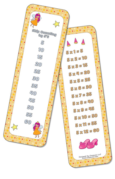 Skip Counting Chart Bookmark Cards - Princess Theme (6-Set X 6 Cards)