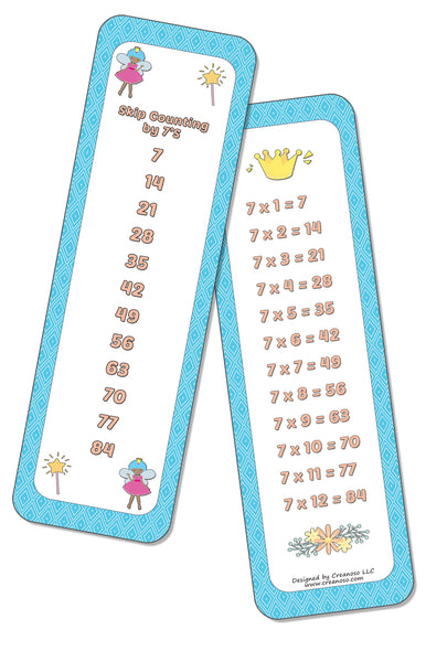 Skip Counting Chart Bookmark Cards - Princess Theme (6-Set X 6 Cards)