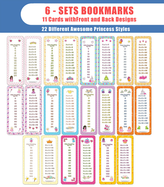 Skip Counting Chart Bookmark Cards - Princess Theme (6-Set X 6 Cards)