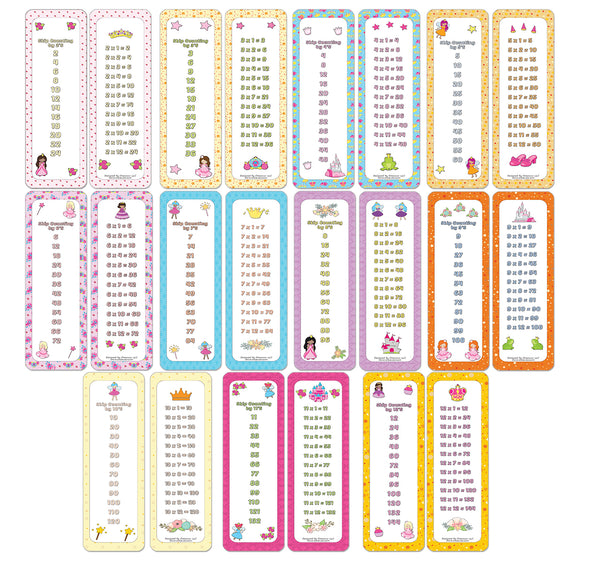 Skip Counting Chart Bookmark Cards - Princess Theme (6-Set X 6 Cards)