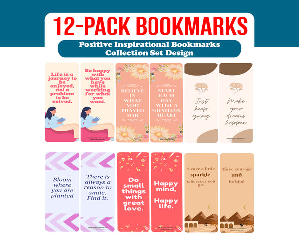 Positive Inspirational Bookmarks (2-Sets X 6 Cards)