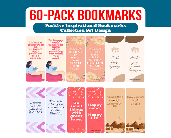 Positive Inspirational Bookmarks (10-Sets X 6 Cards)