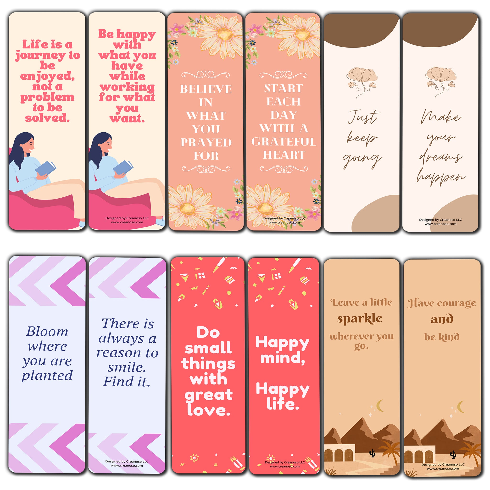 Positive Inspirational Bookmarks (10-Sets X 6 Cards)