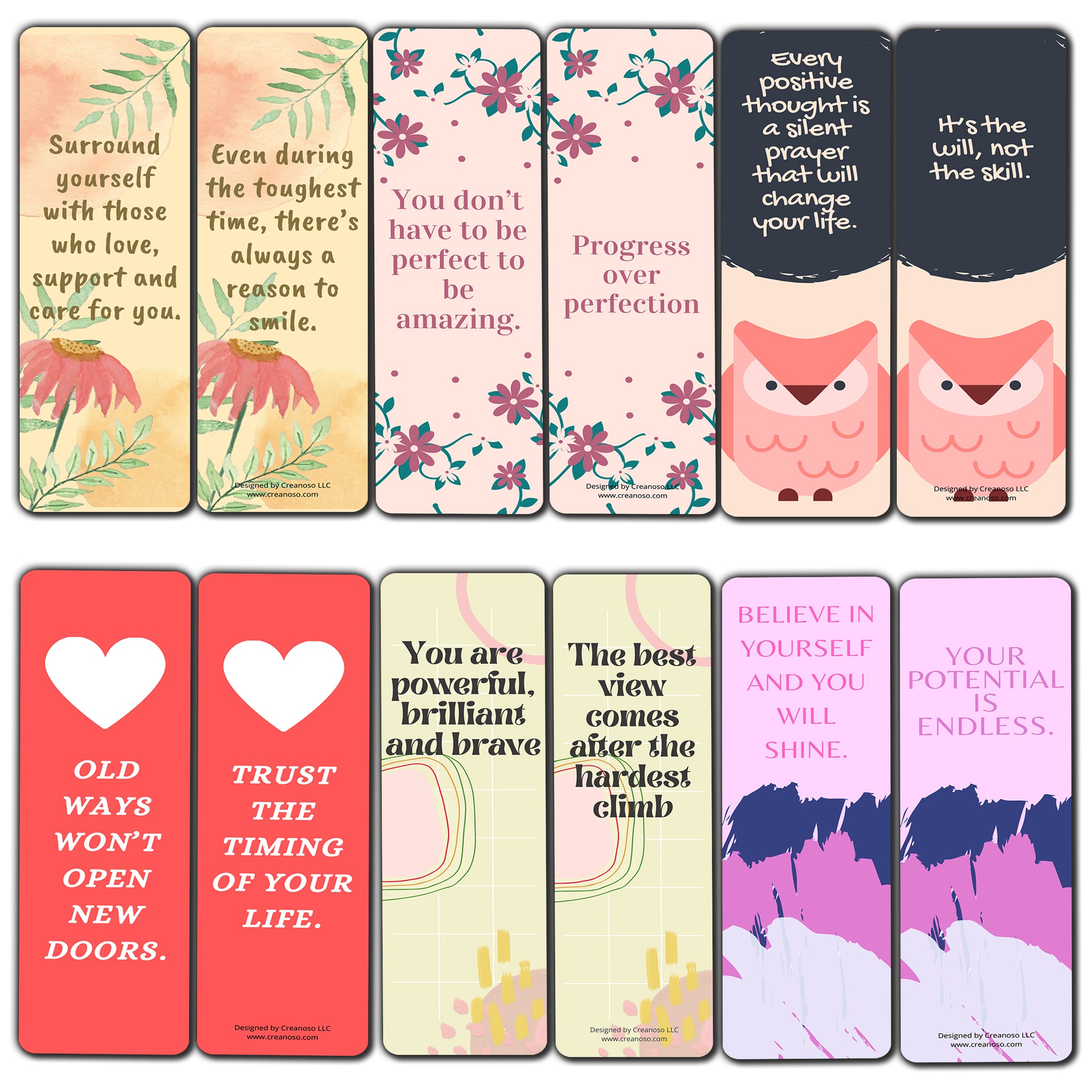 Pink Uplifting Bookmarks (5-Sets X 6 Cards)