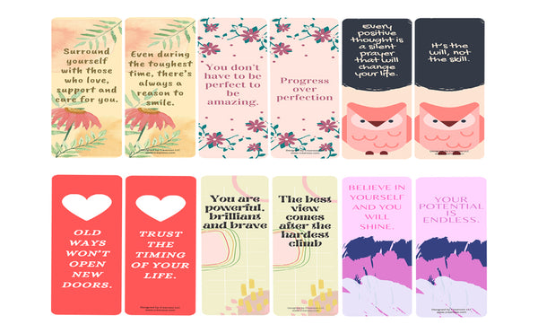 Pink Uplifting Bookmarks (10-Sets X 6 Cards)