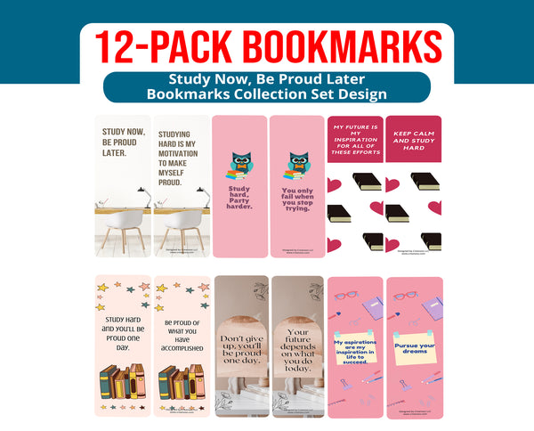 Study Now, Be Proud Later Bookmarks (2-Sets X 6 Cards)