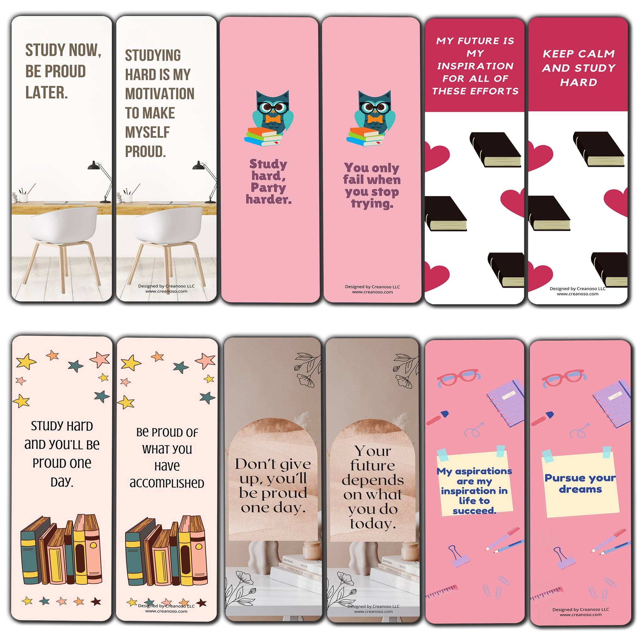 Study Now, Be Proud Later Bookmarks (10-Sets X 6 Cards)