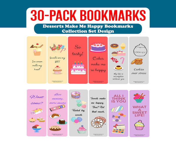 Desserts Make Me Happy Bookmarks (5-Sets X 6 Cards)