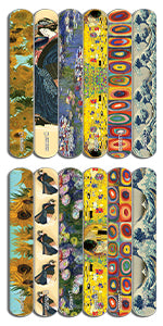 Creanoso Pretty Paintings Art Nail Care Emery Board (24-Pack) - Van Gogh Monet Klimt Hokusai Best for Manicure Pedicure - Nail Salons Nail Care Nail Spa- 150:150 Grit