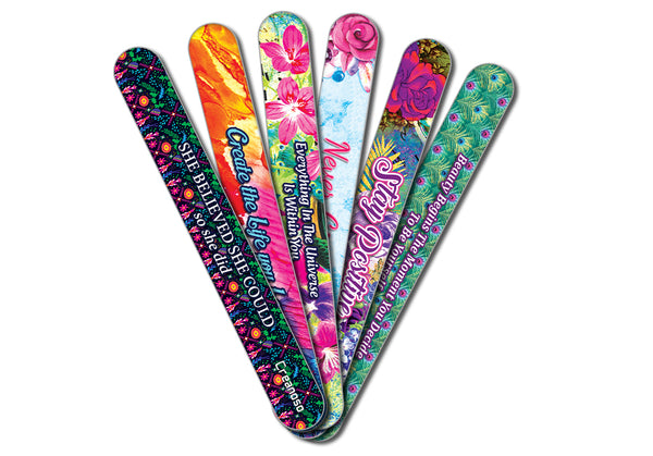 Creanoso She Believed She Could Emery Board (12-Pack) - Great Stocking Stuffers Gifts for Women - Beauty Essential - Keep Your Fingernails and Toenails in Tip-top Shape
