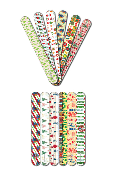 Creanoso Christmas Emery Board Nail Files (36-Pack) - Professional Manicure Pedicure Kit for Home Spa Saloon Christmas Themed Design