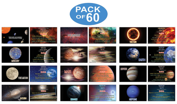 Creanoso Amazing Facts About Planet and Universe Learning Cards (60-Pack) Ã¢â‚¬â€œ Mini Educational Information Cards Set Ã¢â‚¬â€œ Assorted Learning Educational Pack Ã¢â‚¬â€œ Gift Set for Kids, Teens, Men & Women