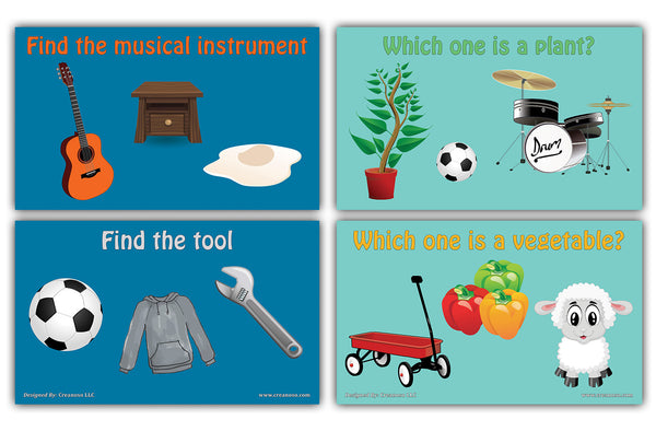 Creanoso Amazing Basic Receptive Language Learning Cards Ã¢â‚¬â€œ Mini Educational Cards Set