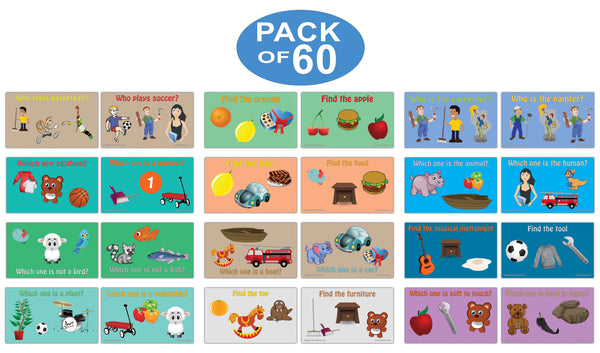 Creanoso Amazing Basic Receptive Language Learning Cards Ã¢â‚¬â€œ Mini Educational Cards Set
