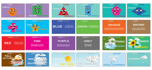 Creanoso Basic Spanish Vocabulary Flashcards Ã¢â‚¬â€œ Informational Language Learning Cards for Kids