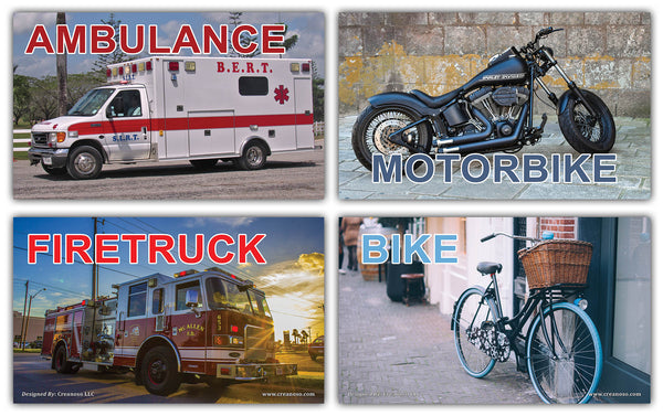 Creanoso Transportation Identification Learning Flashcards Ã¢â‚¬â€œ Mini Educational Cards Set