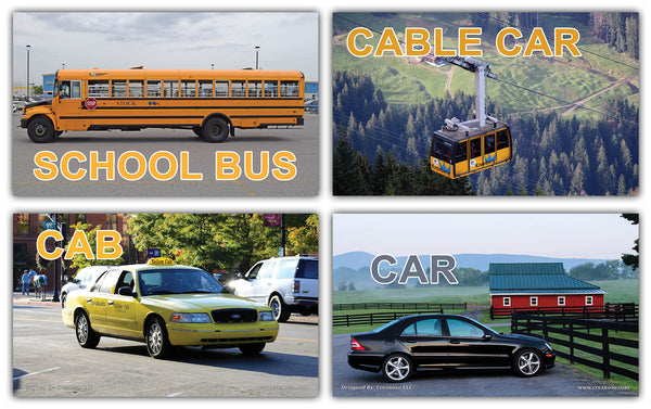 Creanoso Transportation Identification Learning Flashcards Ã¢â‚¬â€œ Mini Educational Cards Set