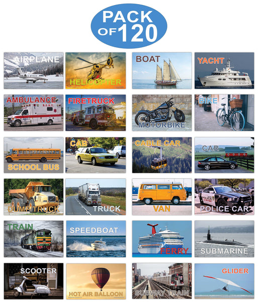 Creanoso Transportation Identification Learning Flashcards Ã¢â‚¬â€œ Mini Educational Cards Set