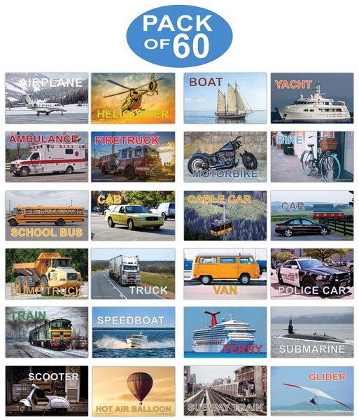 Creanoso Transportation Identification Learning Flashcards Ã¢â‚¬â€œ Mini Educational Cards Set