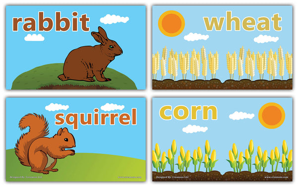 Creanoso On the Farm Flashcards for Children - Educational Learning Flash Card