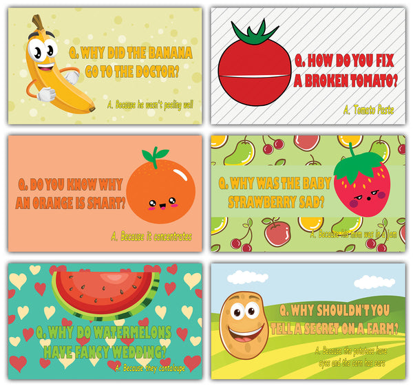 Creanoso Fruit & Veggies Lunch Box Jokes Flashcards for Children Ã¢â‚¬â€œ Lunch Box Note Cards