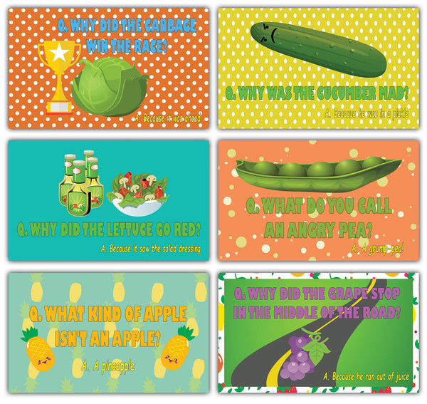 Creanoso Fruit & Veggies Lunch Box Jokes Flashcards for Children Ã¢â‚¬â€œ Lunch Box Note Cards