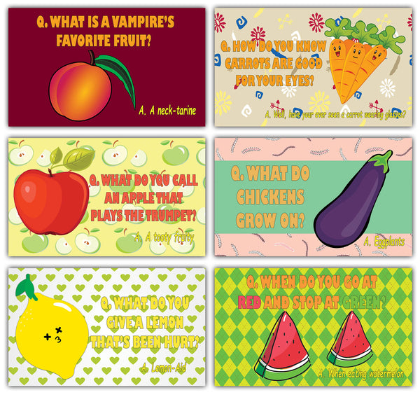 Creanoso Fruit & Veggies Lunch Box Jokes Flashcards for Children Ã¢â‚¬â€œ Lunch Box Note Cards