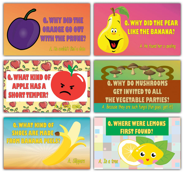 Creanoso Fruit & Veggies Lunch Box Jokes Flashcards for Children Ã¢â‚¬â€œ Lunch Box Note Cards