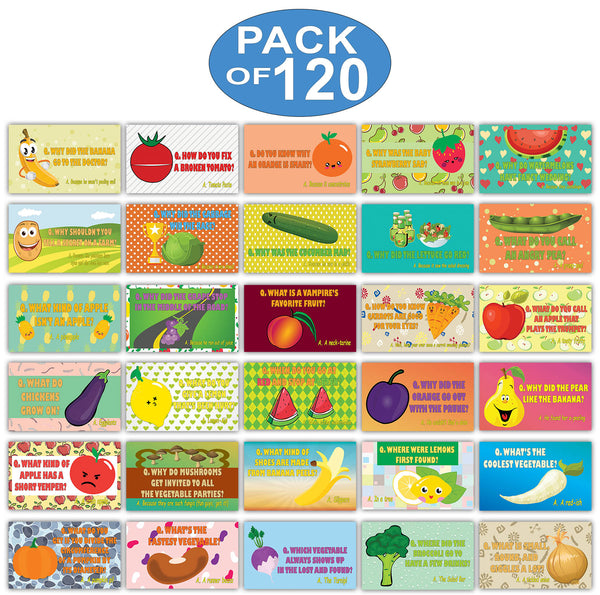 Creanoso Fruit & Veggies Lunch Box Jokes Flashcards for Children Ã¢â‚¬â€œ Lunch Box Note Cards