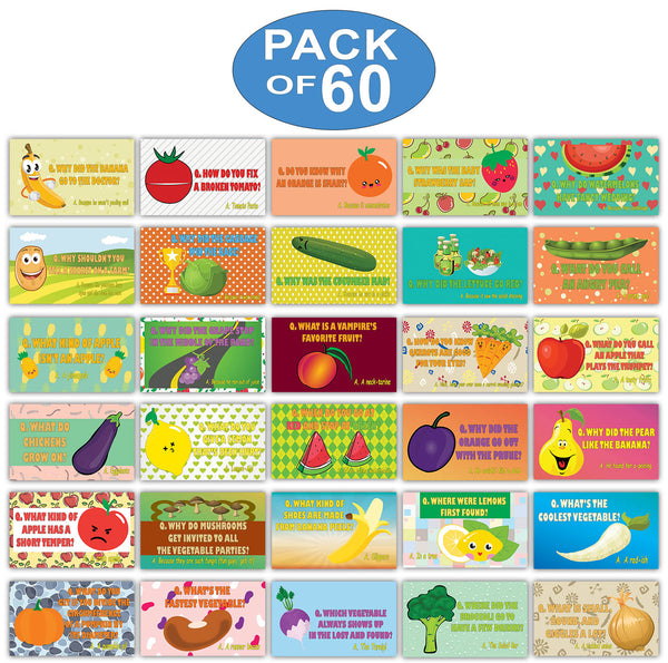 Creanoso Fruit & Veggies Lunch Box Jokes Flashcards for Children Ã¢â‚¬â€œ Lunch Box Note Cards