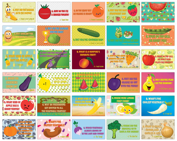 Creanoso Fruit & Veggies Lunch Box Jokes Flashcards for Children Ã¢â‚¬â€œ Lunch Box Note Cards