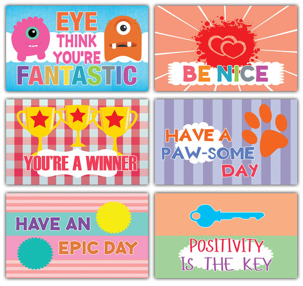Creanoso Inspiring Fun Sayings Flash Cards for Kids (60-Pack) Ã¢â‚¬â€œ Amazing Lunchbox Note Cards for Children Ã¢â‚¬â€œ Unique Gift Set for Boys, Girls Ã¢â‚¬â€œ Classroom and School Reward Incentives